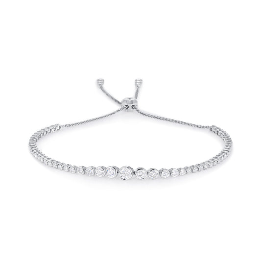 Graduated Natural Diamond Adjustable Bracelet