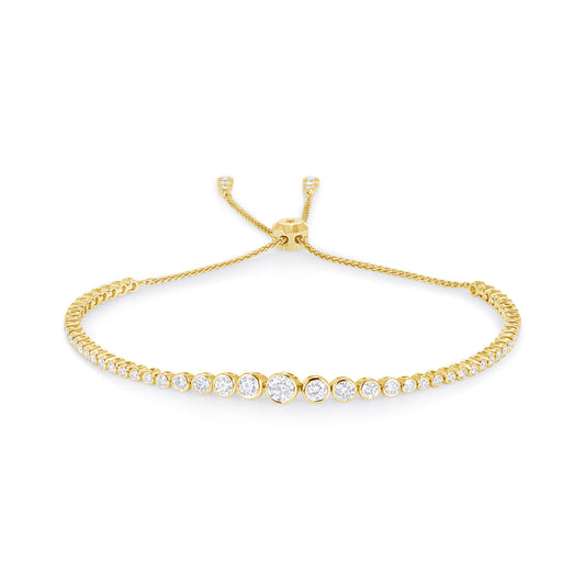 Graduated Natural Diamond Adjustable Bracelet