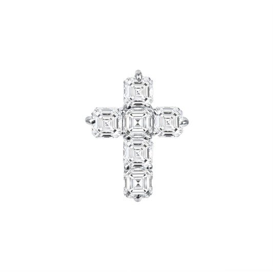 Floating Asscher Diamond Cross