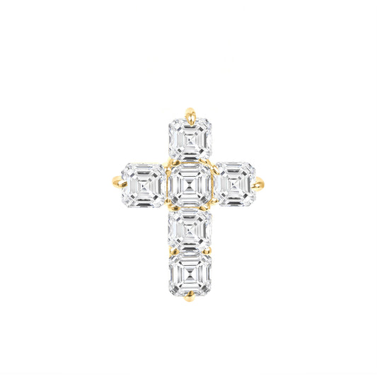 Floating Asscher Diamond Cross