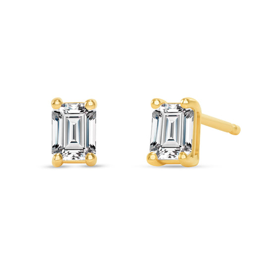 Emerald Diamond Studs with Normal setting