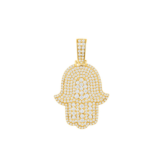 Diamond-Studded Hamsa Pendant