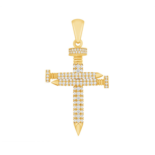 Medium Diamond Nail Cross Reversible Pendant