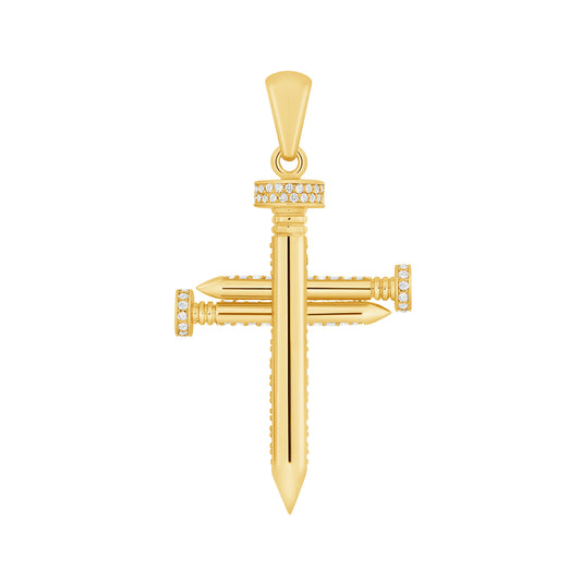 Medium Diamond Nail Cross Reversible Pendant