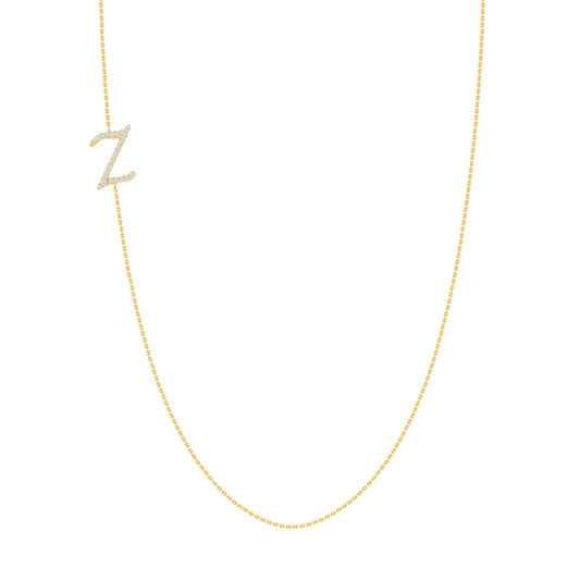 Medium Traditional Cursive Side Initial Necklace